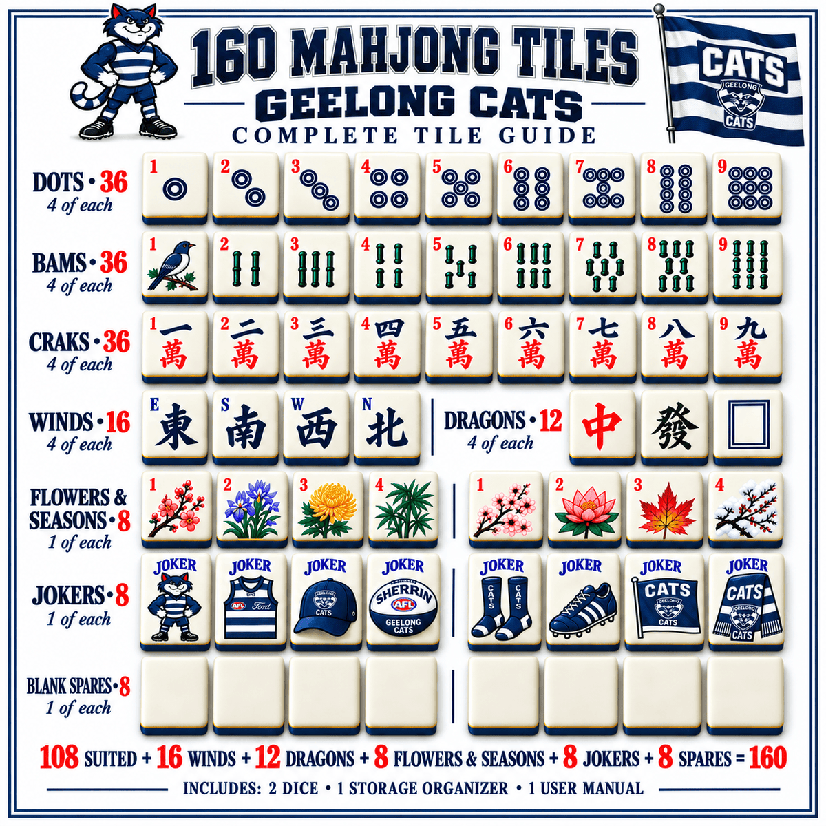 Premium GLC Mahjong Tiles Set TTMH