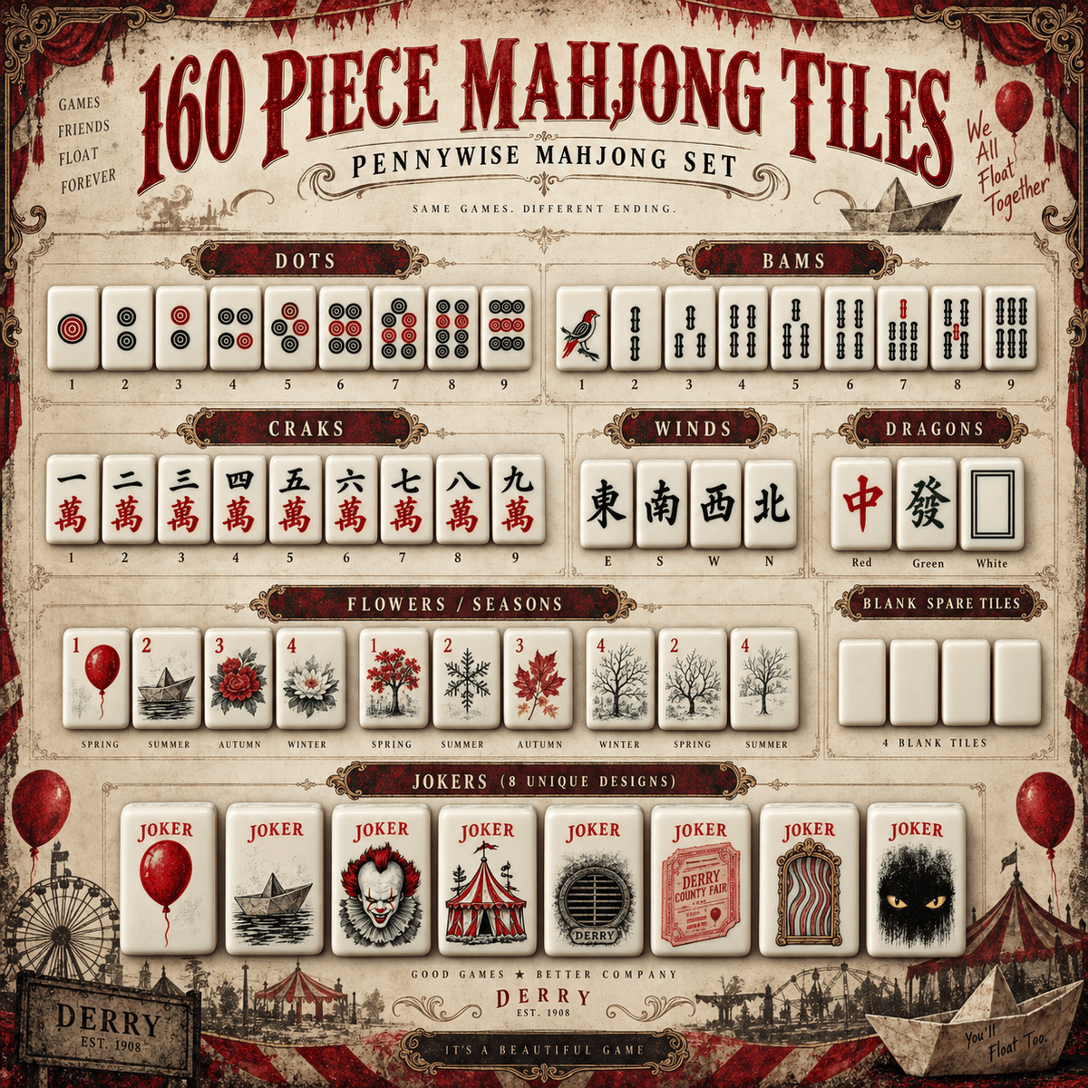 Premium PNW Mahjong Tiles Set TNSM