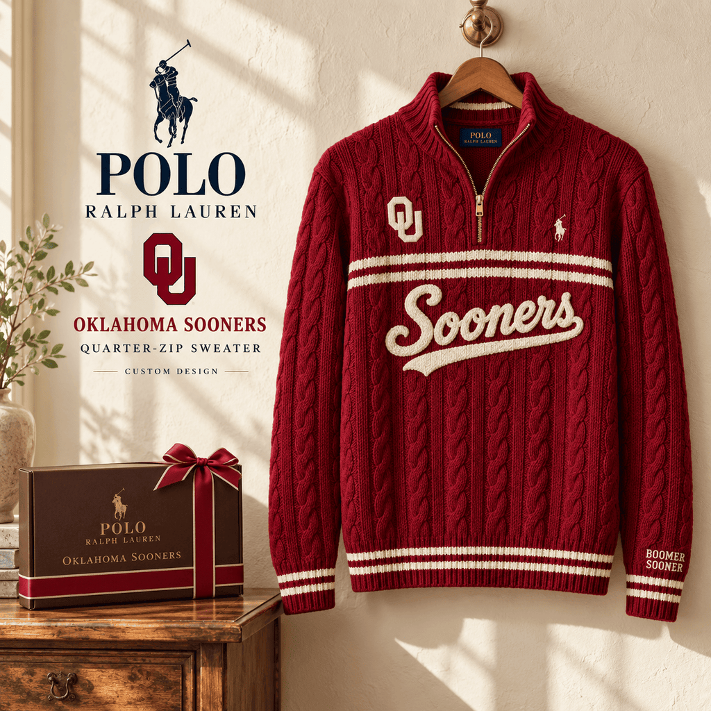 OSN Premium Varsity Cable-Knit Quarter-Zip Sweater NHVH